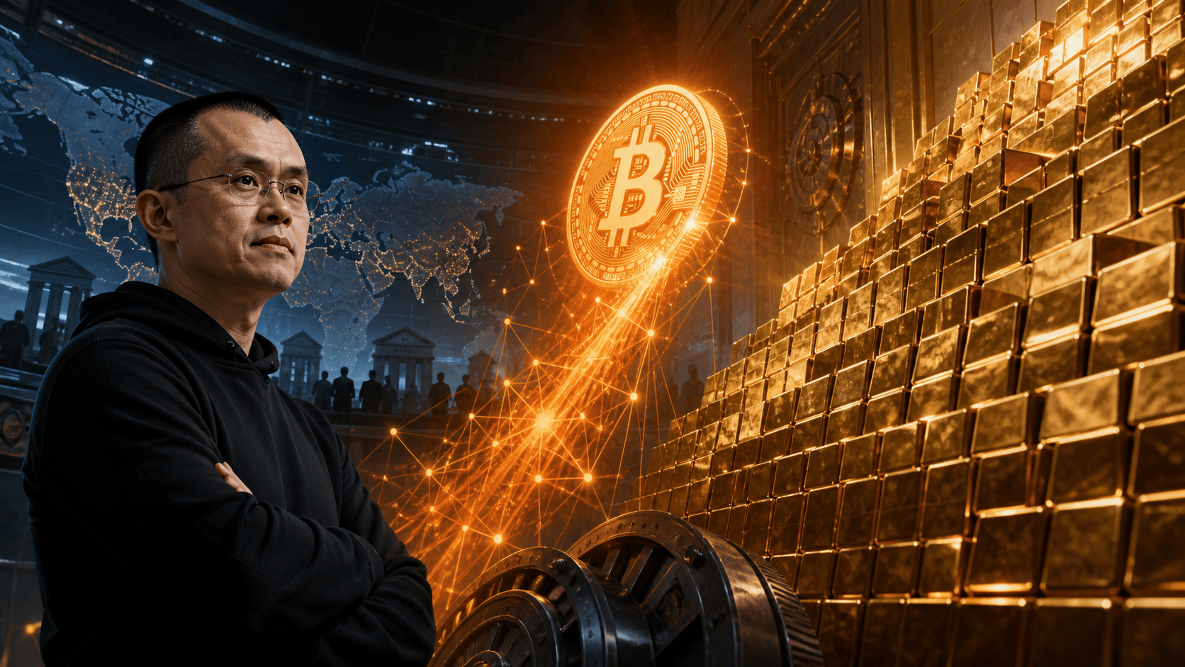 Changpeng Zhao observe Bitcoin monter face à une imposante réserve de lingots d’or