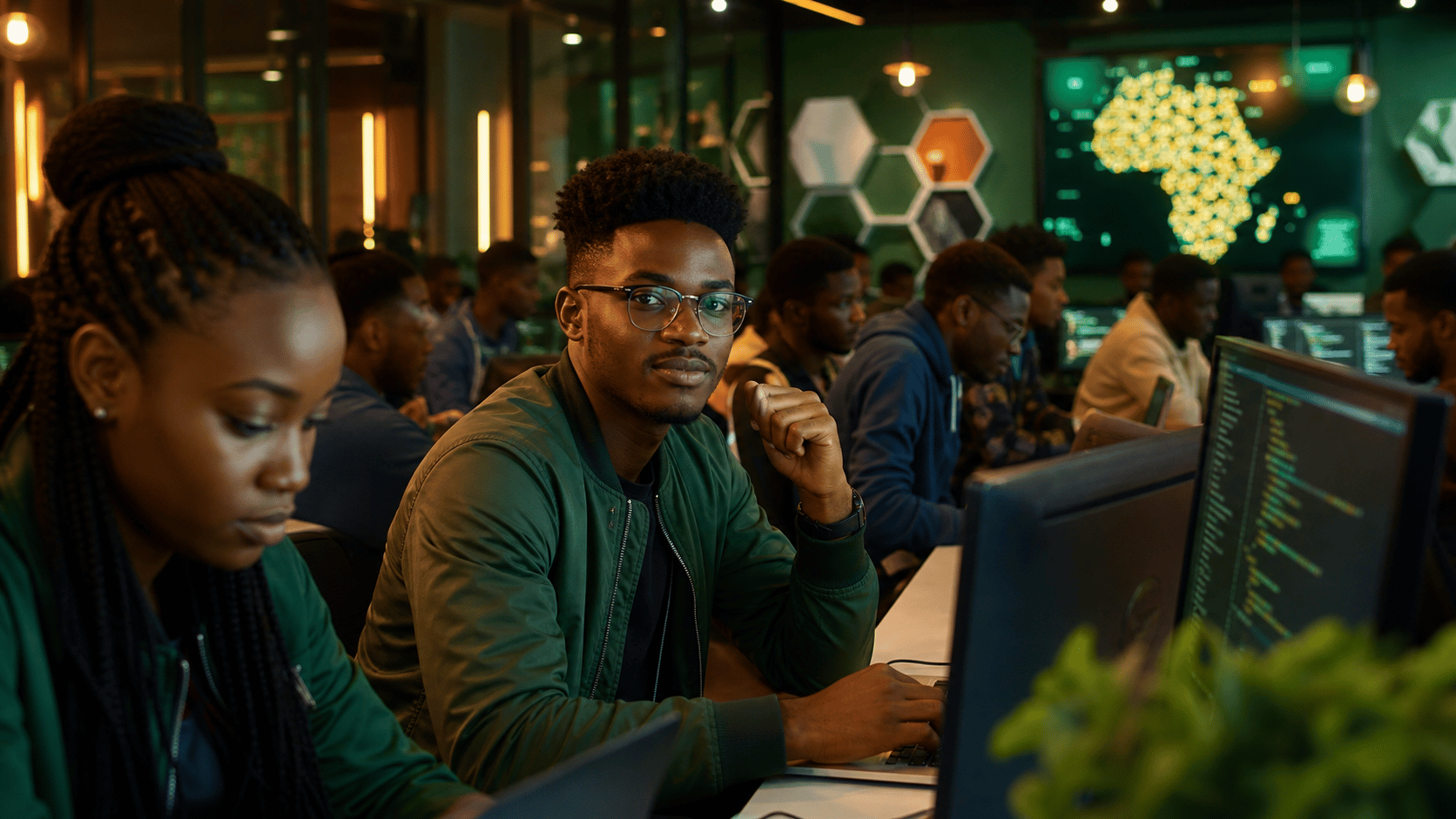 Jeunes talents africains suivant une formation technologique financée au Nigeria