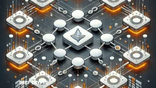 Illustration de modules reliés autour d'un symbole Ethereum pour représenter une charge répartie.