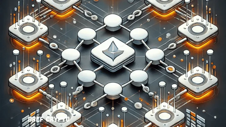 Illustration de modules reliés autour d'un symbole Ethereum pour représenter une charge répartie.