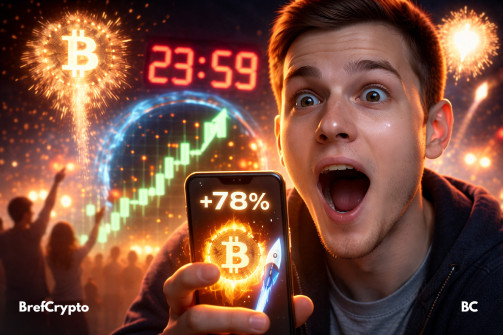 Crypto : pourquoi les prix s’envolent le dernier jour de 2025 ? Crypto : Jeune homme stupéfait tenant