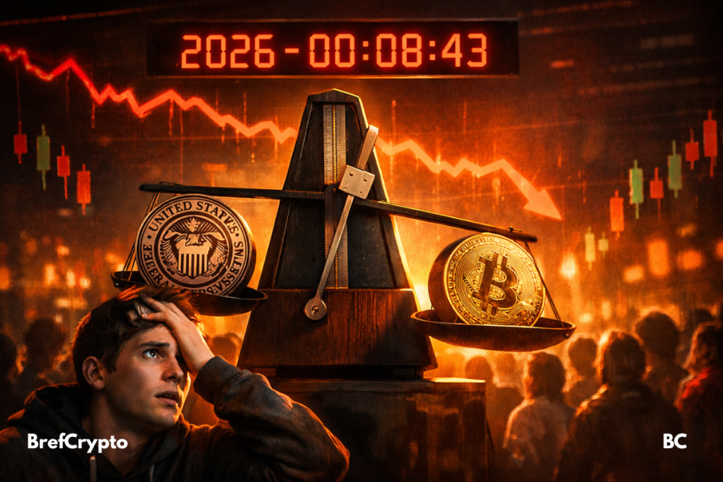 La Fed pourrait relancer le retail crypto en 2026 Crypto, un homme et le sceau de la Fed