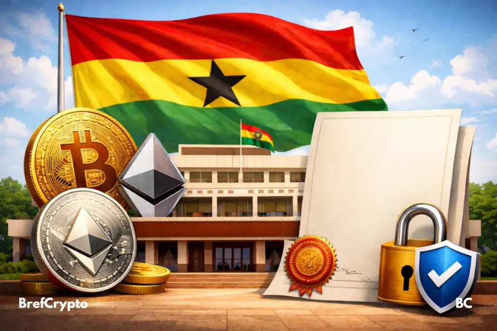 Illustration représentant le Ghana et l’adoption d’un cadre légal pour les cryptos