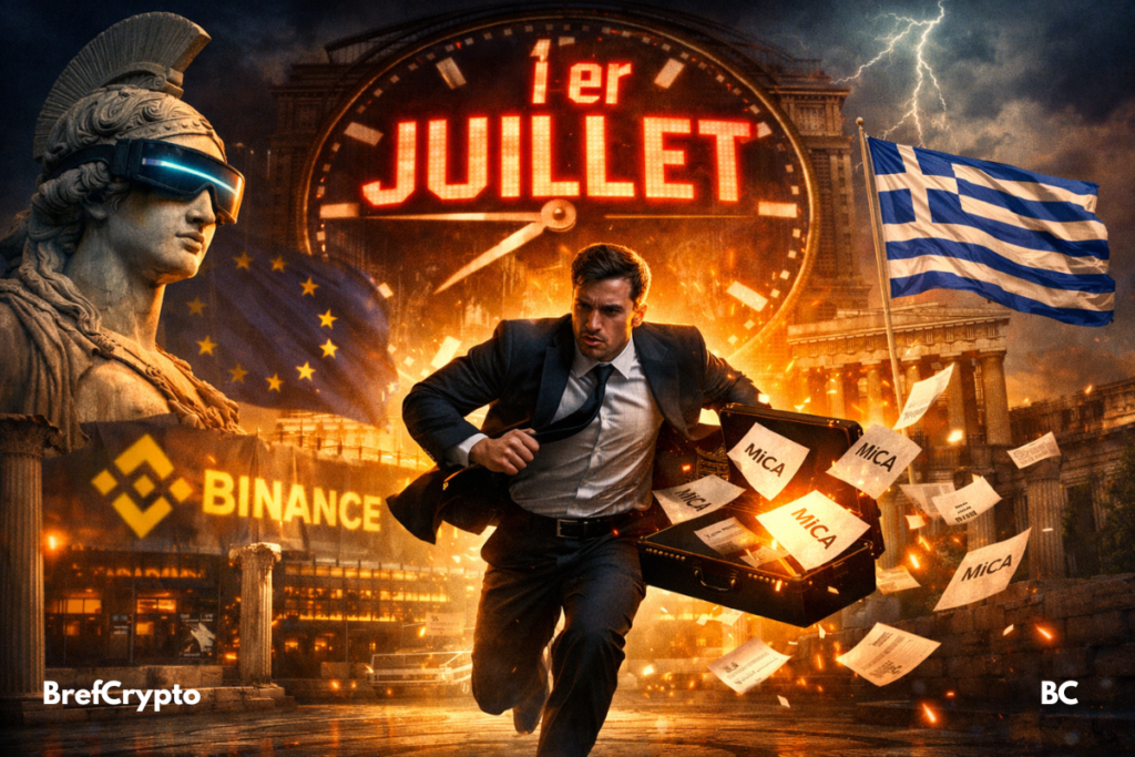 Binance accélère en Grèce pour obtenir sa licence MiCA avant le 1er juillet Binance fonce vers sa licence MiCA en Grèce, sous pression, avant l’échéance cruciale du 1er juillet 2024.