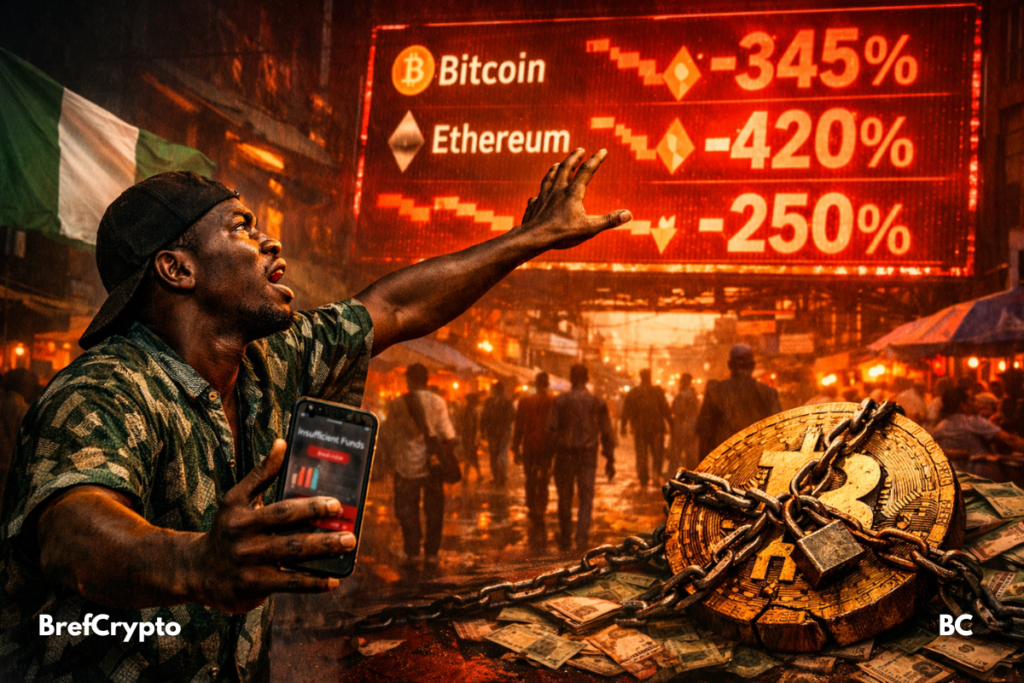 Un homme tend la main vers un écran affichant l’effondrement crypto,