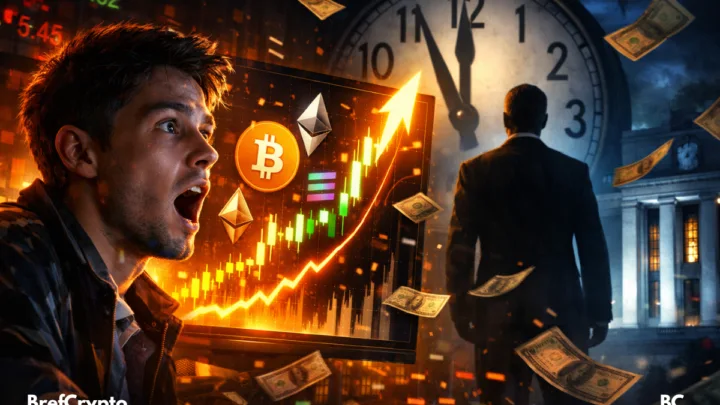 Un trader stupéfait observe le Bitcoin grimper.