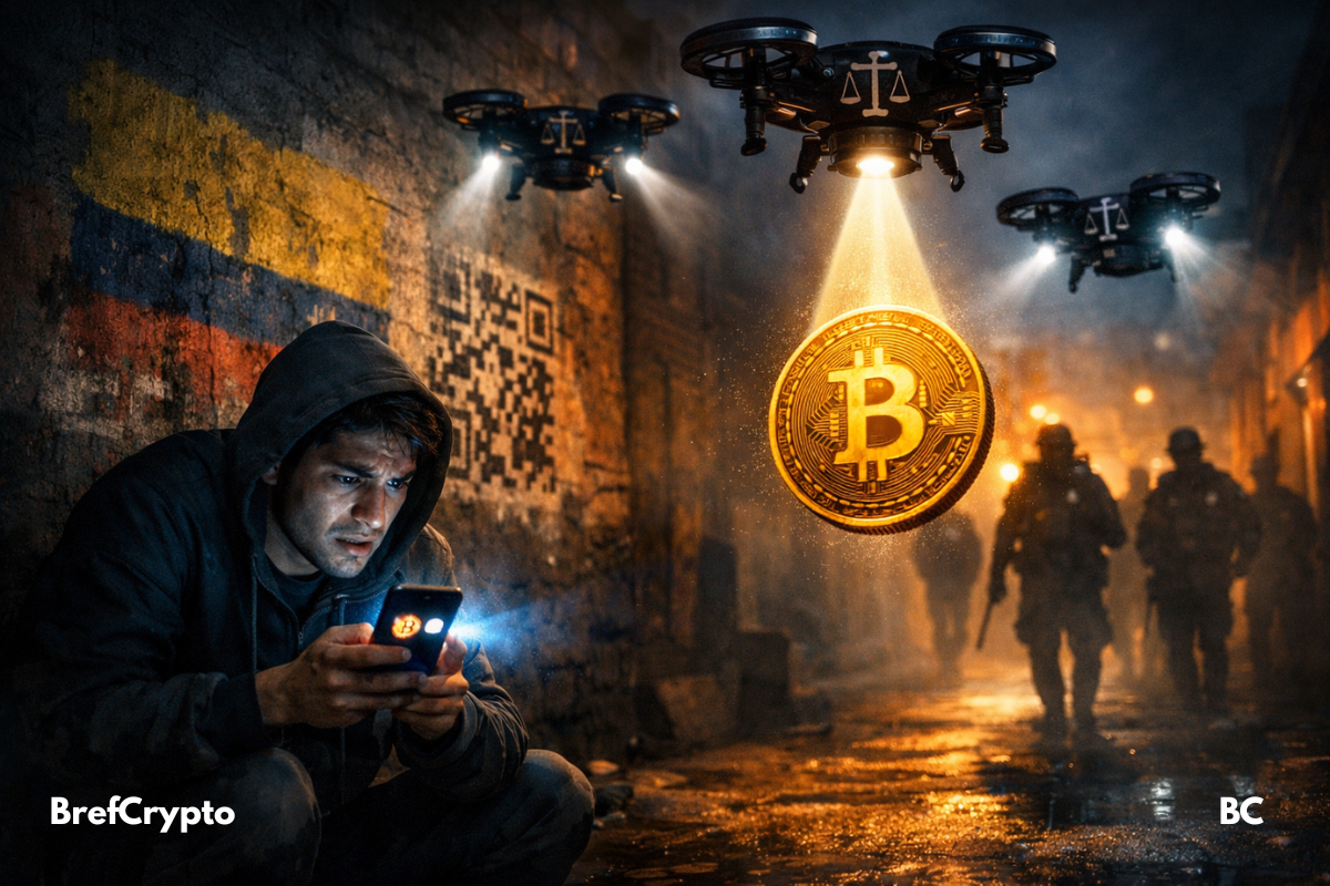 Un homme affiche la crypto