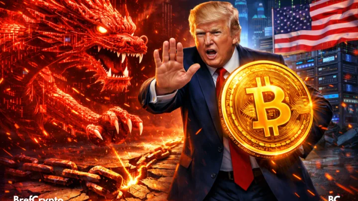 Donald Trump stoppe un dragon rouge digital avec un bouclier crypto