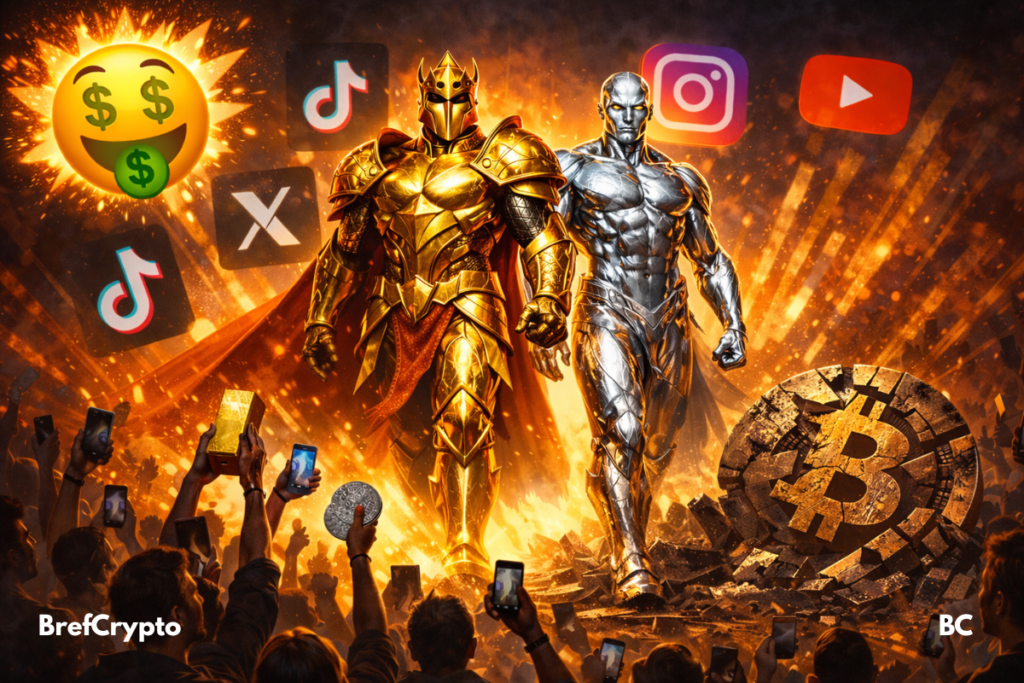 Or et argent : L’engouement dépasse les cryptos sur les réseaux Crypto vs Or sur les réseaux