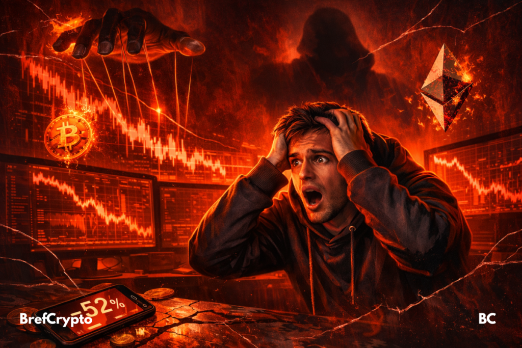 Un trader choqué face à la chute des cryptos,