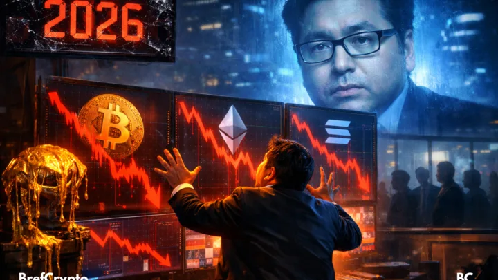 Un trader CRYPTO paniqué devant des écrans.