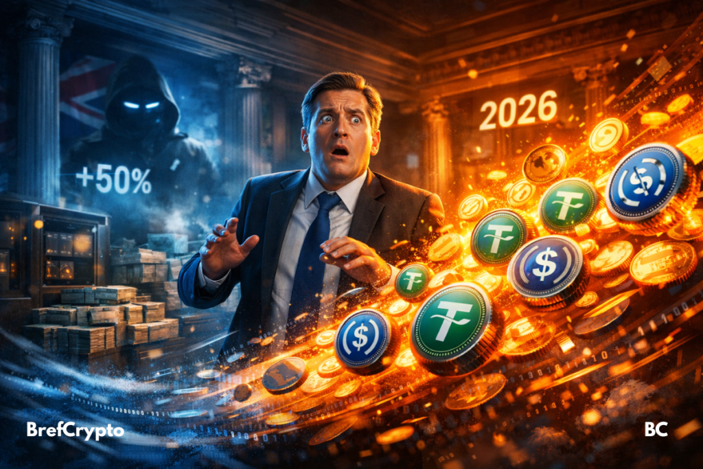 Banquier choqué dans une banque envahie par des stablecoins