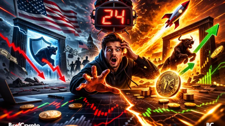 Compte à rebours, marché partagé chute/pump crypto.