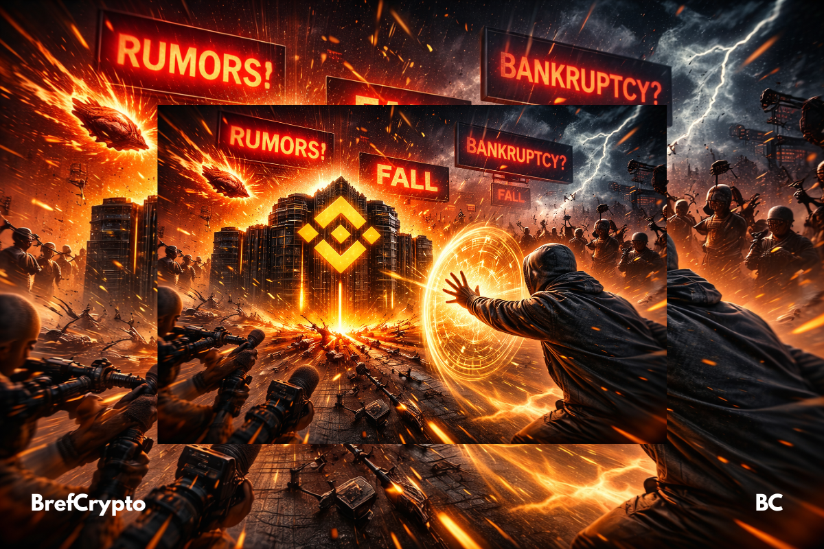 Une forteresse noire marquée du logo Binance.