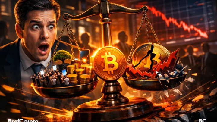 Balance avec foule et bitcoin