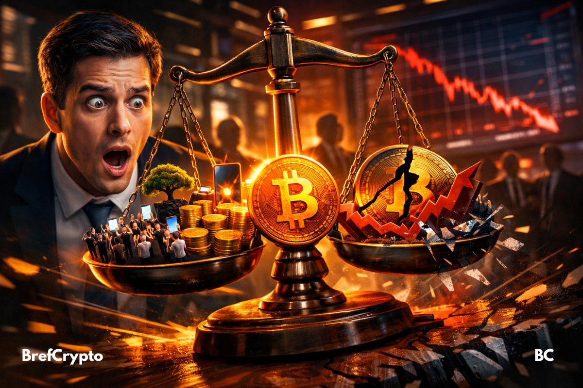 Balance avec foule et bitcoin