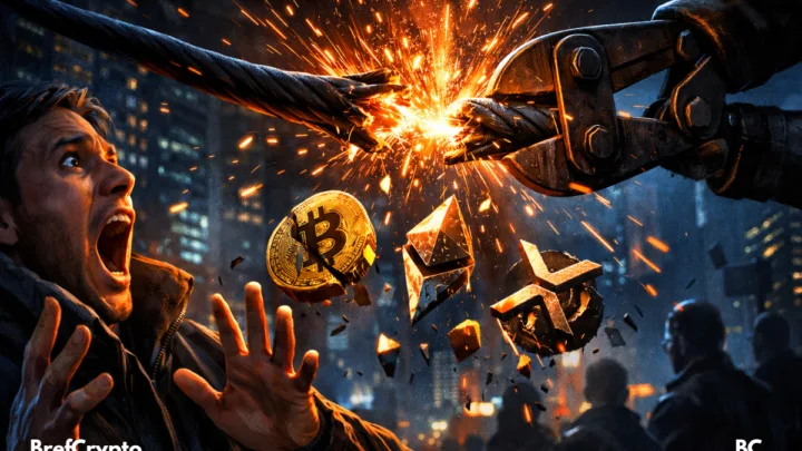 Des symboles crypto tombent.