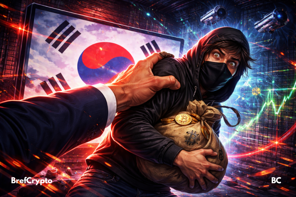 Un trader masqué tenant un sac crypto ou des cryptos