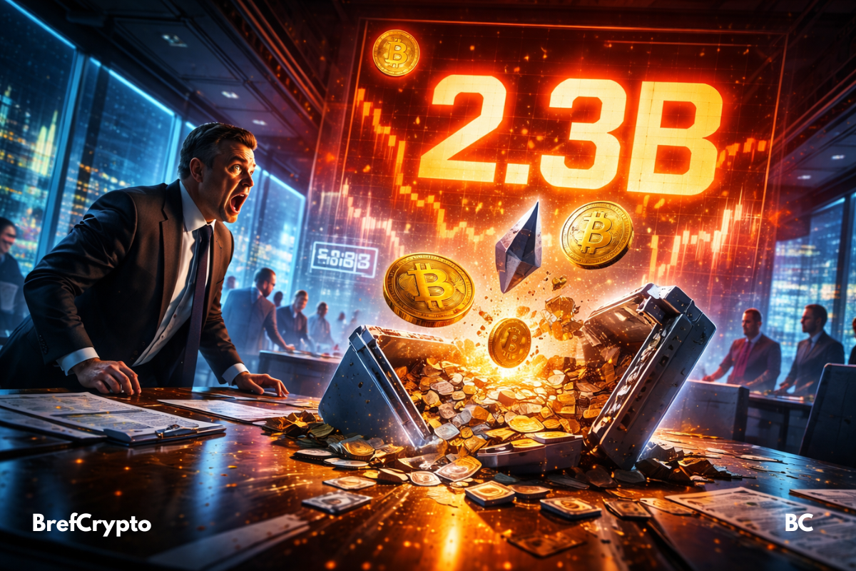 Un banquier stupéfait regarde des jetons crypto.