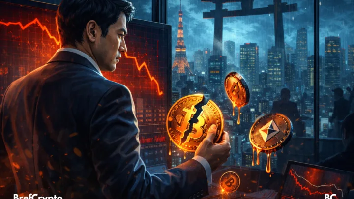 Trader japonais observant une chute crypto.
