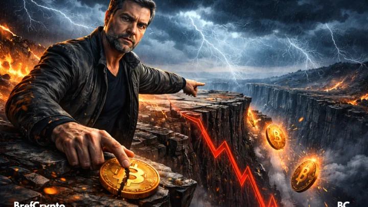 Raoul Pal montre une falaise où tombent la crypto