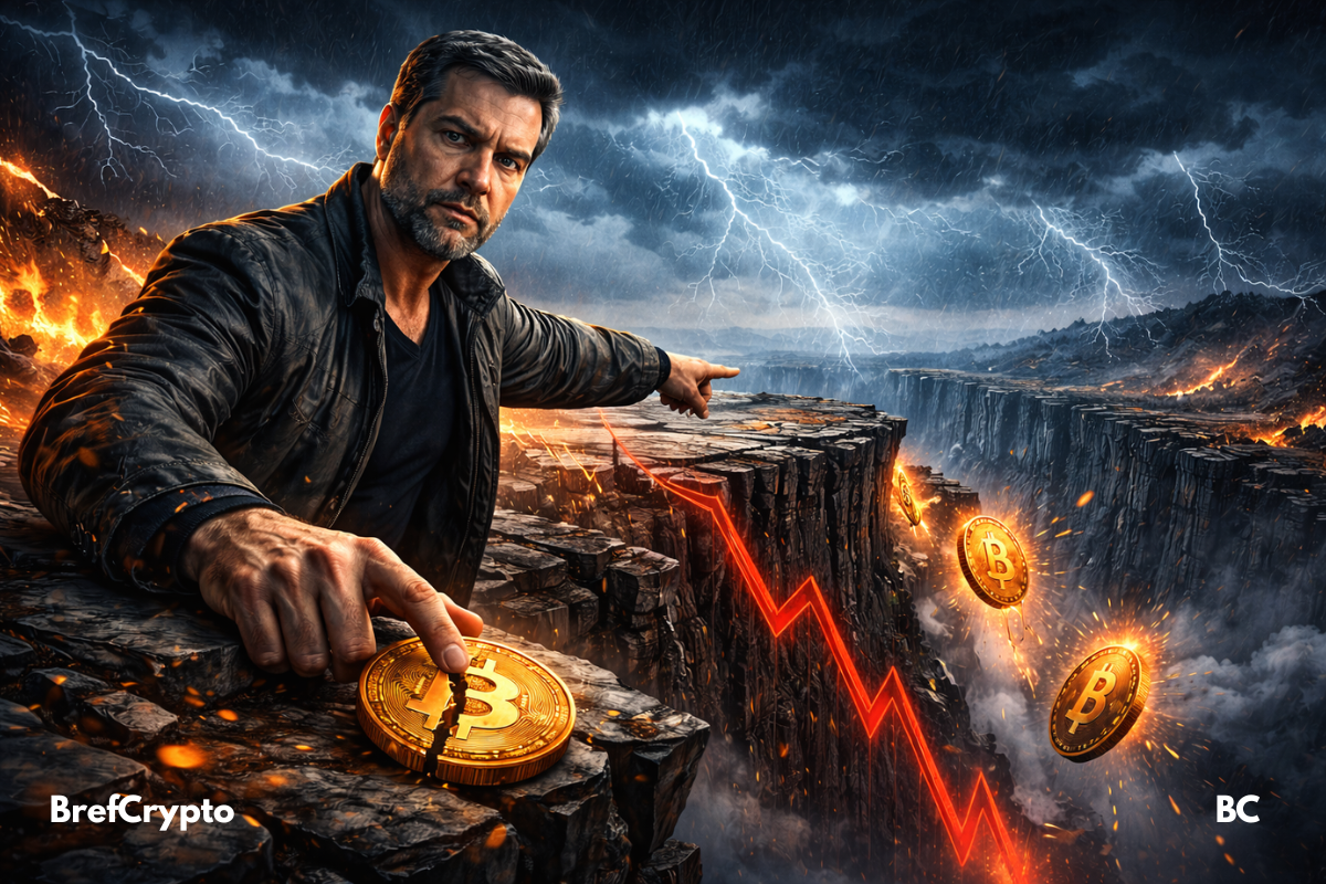 Raoul Pal montre une falaise où tombent la crypto