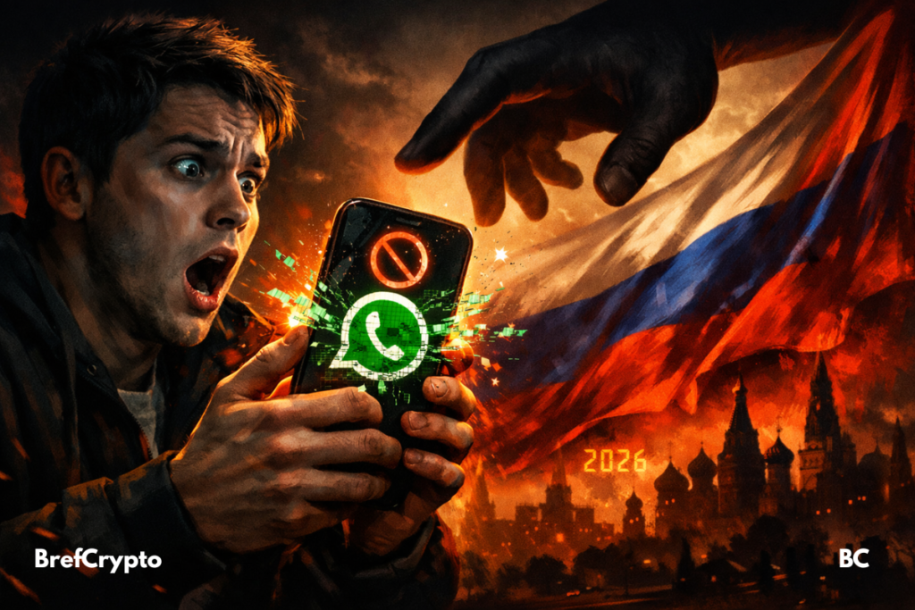 Homme choqué tenant un smartphone WhatsApp bloqué.