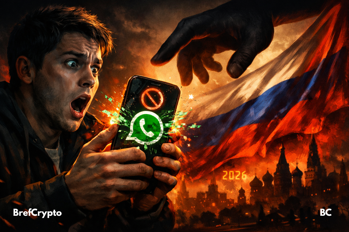 Homme choqué tenant un smartphone WhatsApp bloqué.