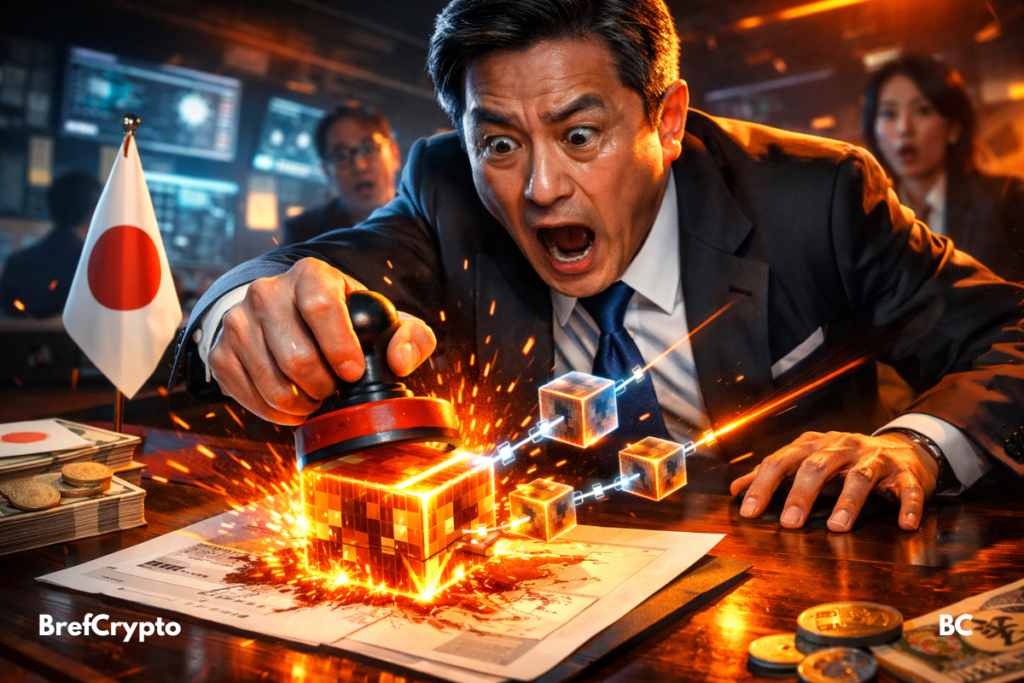 Officiel japonais tamponne, cubes blockchain