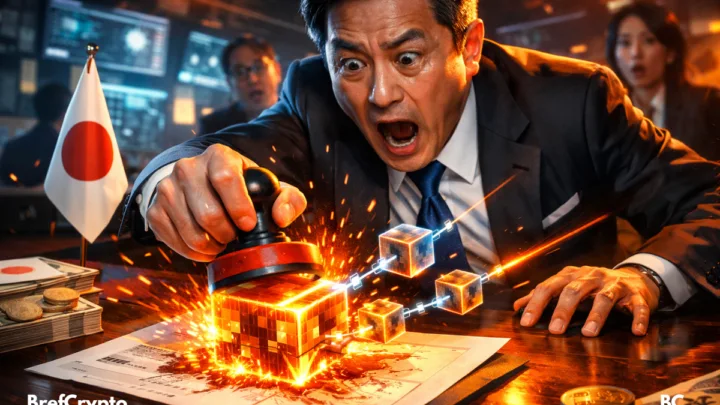 Officiel japonais tamponne, cubes blockchain