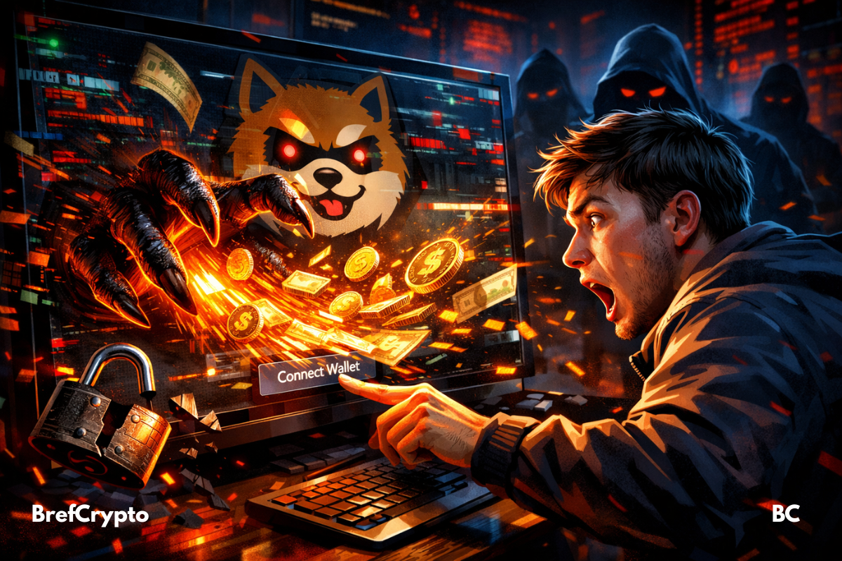 Utilisateur paniqué devant un écran crypto piraté