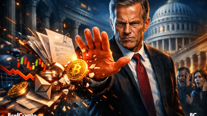 John Thune bloque brutalement la crypto devant un Capitole dramatique.