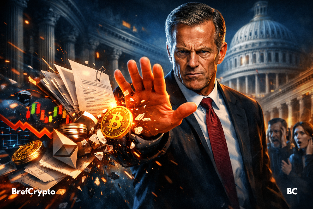 John Thune bloque brutalement la crypto devant un Capitole dramatique.