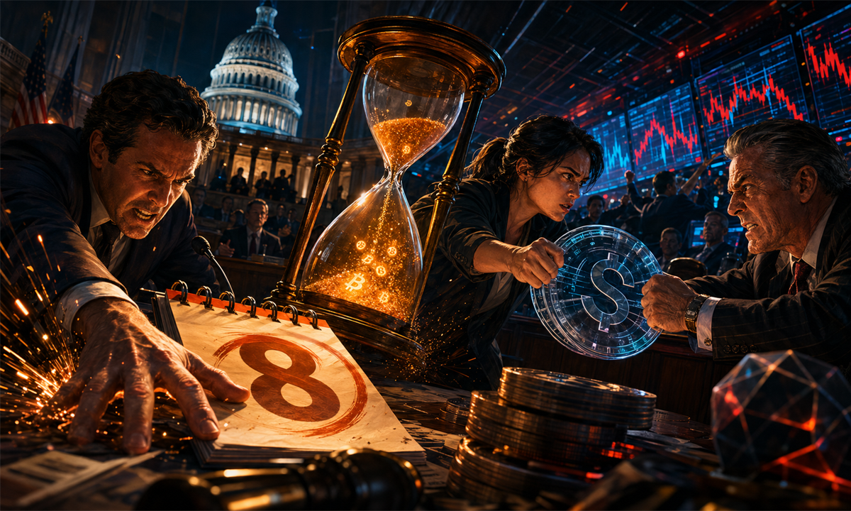 Illustration dramatique de la loi CLARITY, du Congres americain et des stablecoins avant l echeance d aout 2026