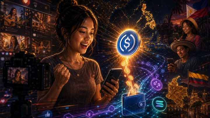 Créateur recevant un paiement en USDC stablecoin via Meta