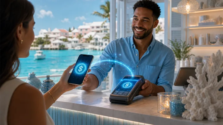 Paiement en USDC dans un commerce aux Bermudes