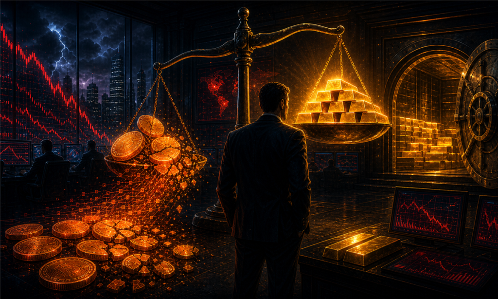 Illustration du débat entre Bitcoin comme or numérique et l’or physique