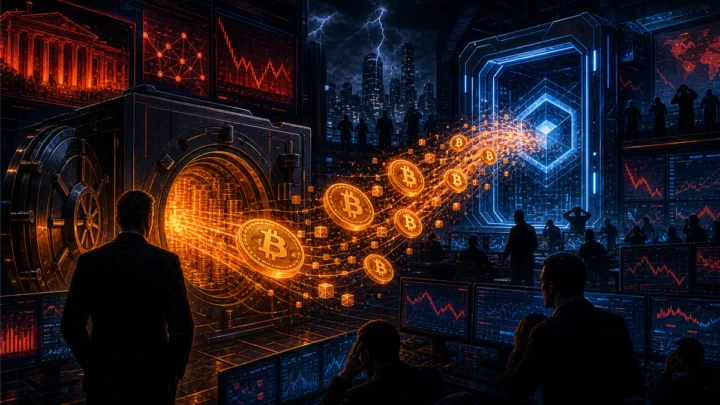 Illustration d’un transfert massif de bitcoins depuis une trésorerie corporate vers un exchange crypto