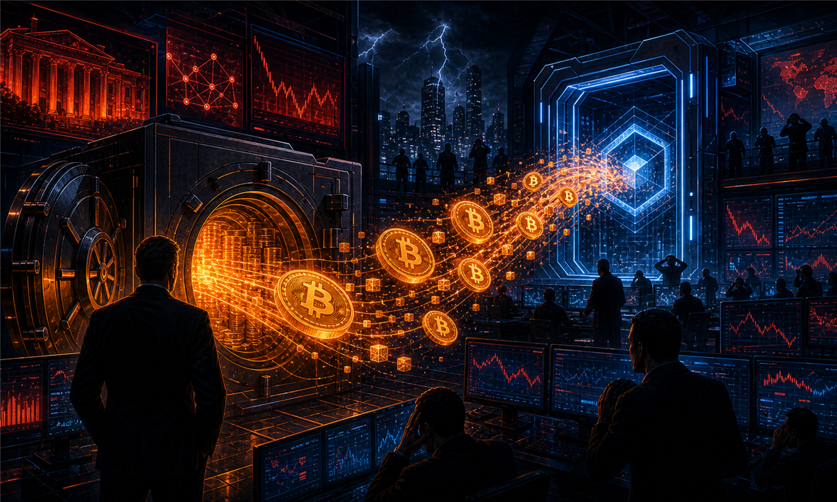 Illustration d’un transfert massif de bitcoins depuis une trésorerie corporate vers un exchange crypto