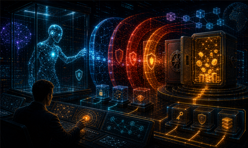 Agent IA crypto confiné par des garde-fous système avant accès à un wallet