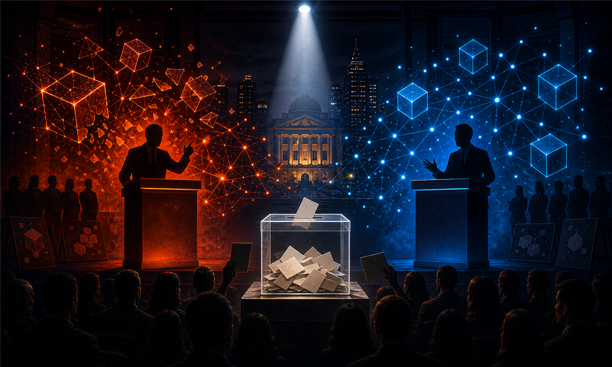 Débat électoral américain où la crypto devient un thème de campagne