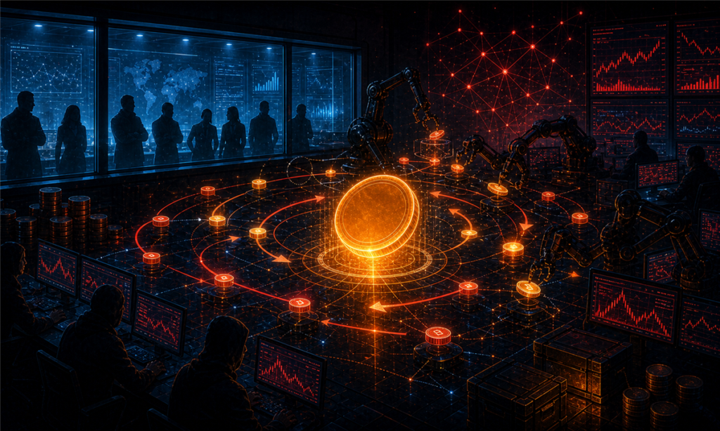Illustration d’un faux token crypto utilisé comme appât contre le wash trading