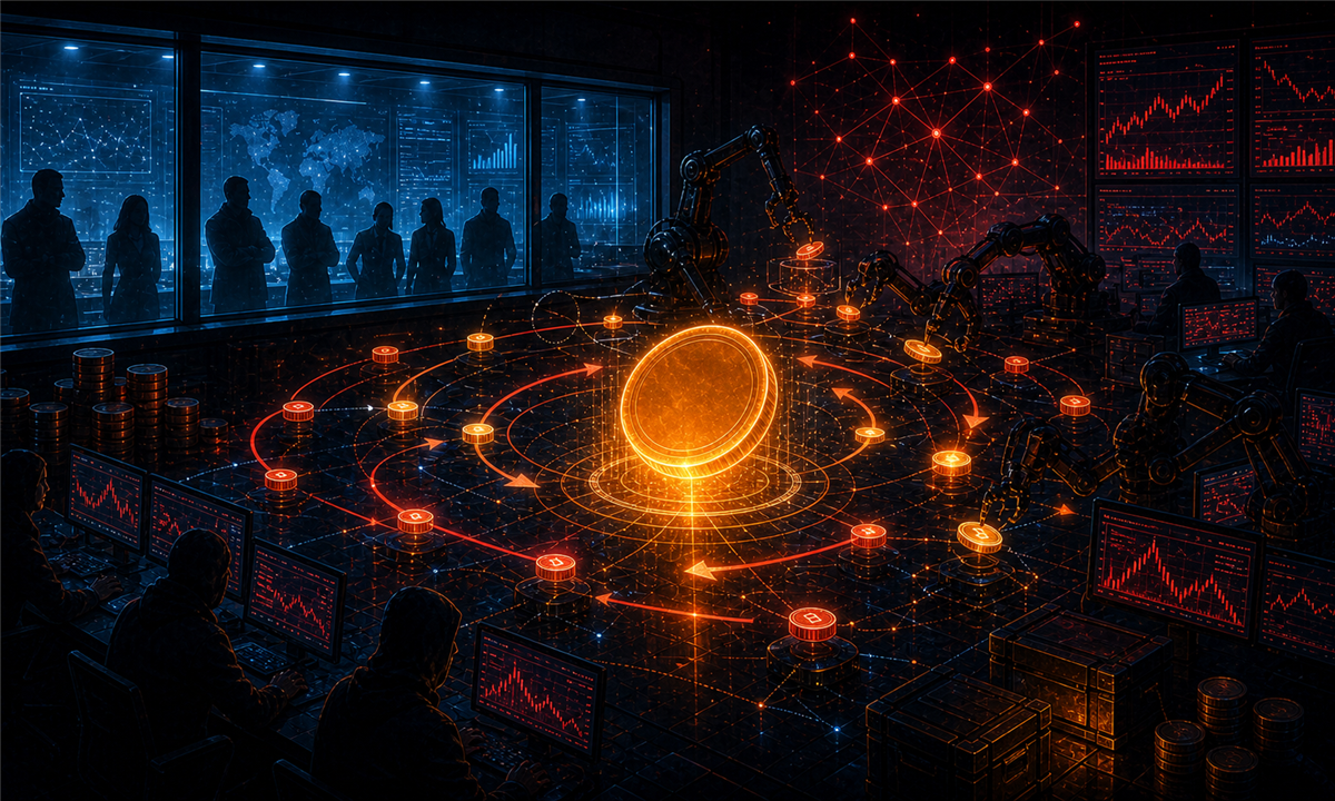 Illustration d’un faux token crypto utilisé comme appât contre le wash trading