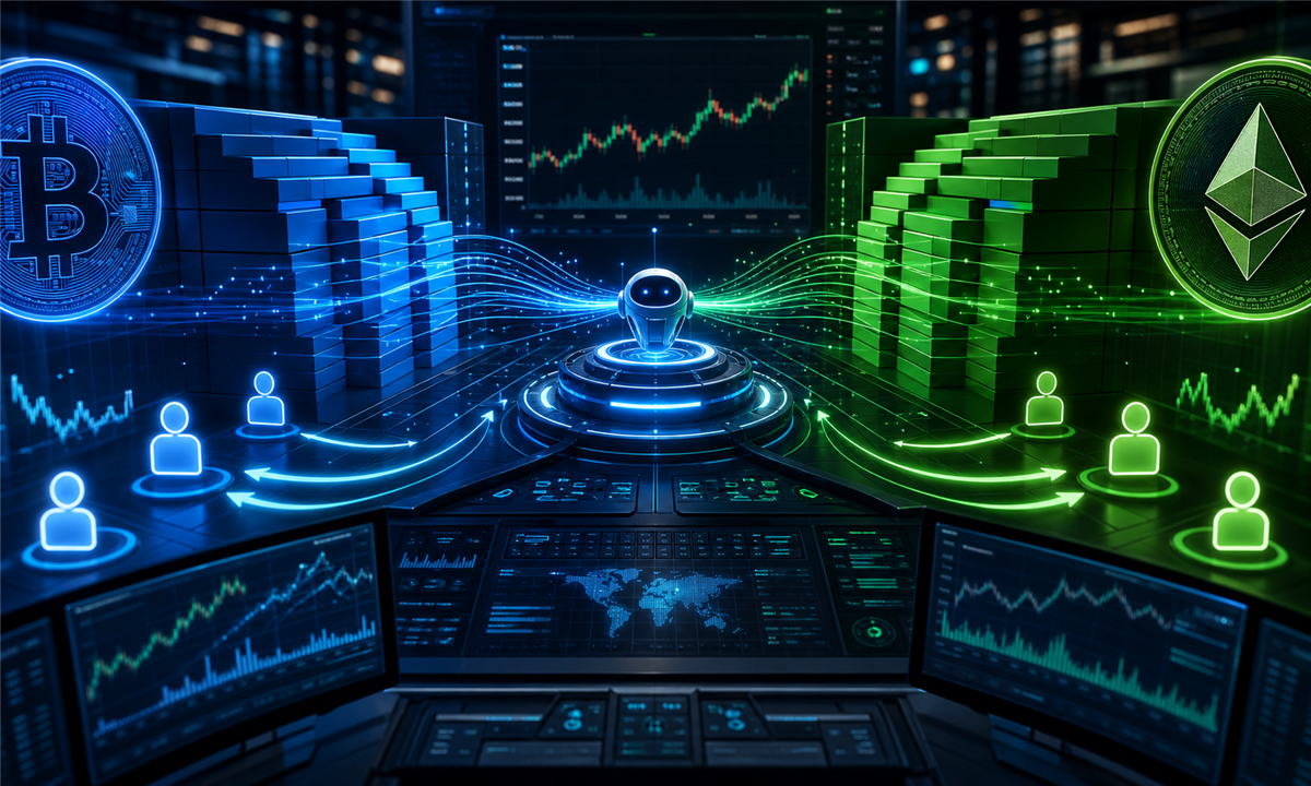 Carnet d’ordres crypto avec acheteurs, vendeurs et market maker fournissant de la liquidité