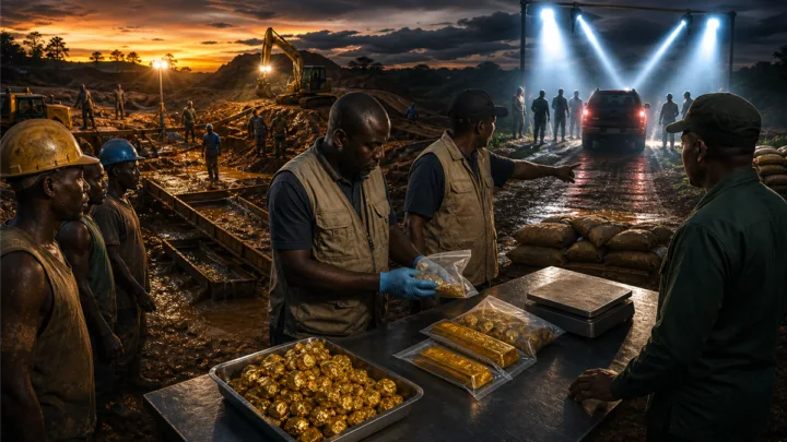 Inspection d'un site d'or artisanal au Cameroun contre la contrebande minière