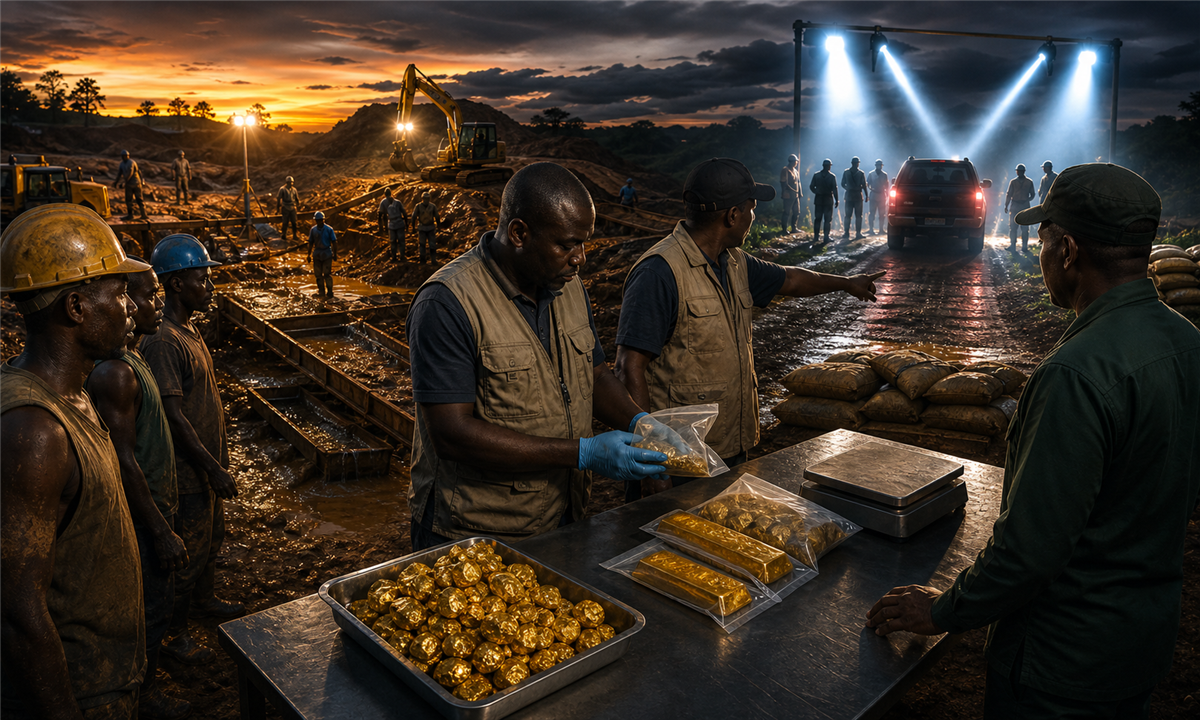 Inspection d'un site d'or artisanal au Cameroun contre la contrebande minière