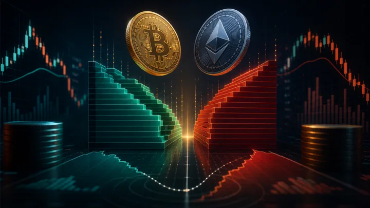 Illustration du spread trading crypto entre bid et ask sur un carnet d’ordres Bitcoin et Ethereum