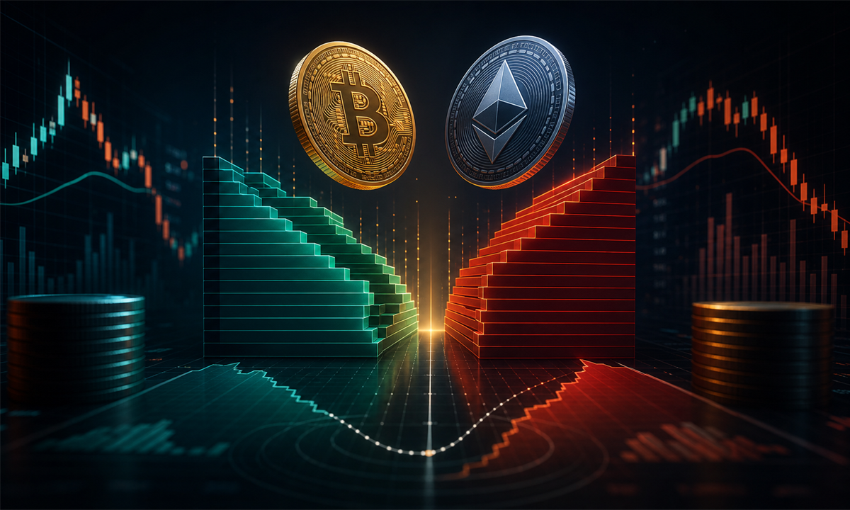 Illustration du spread trading crypto entre bid et ask sur un carnet d’ordres Bitcoin et Ethereum