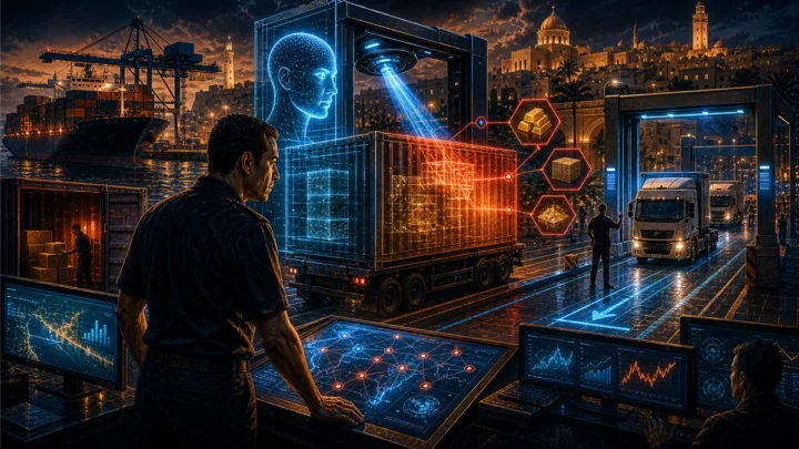 Illustration d’un contrôle douanier tunisien assisté par intelligence artificielle