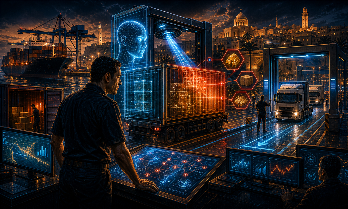 Illustration d’un contrôle douanier tunisien assisté par intelligence artificielle